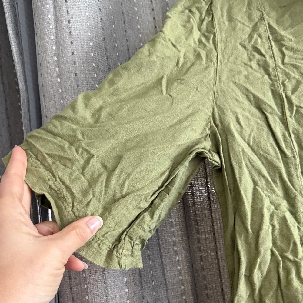 Women's Olive Green Button-Down Tunic Shirt Dress - Picture 5 of 7